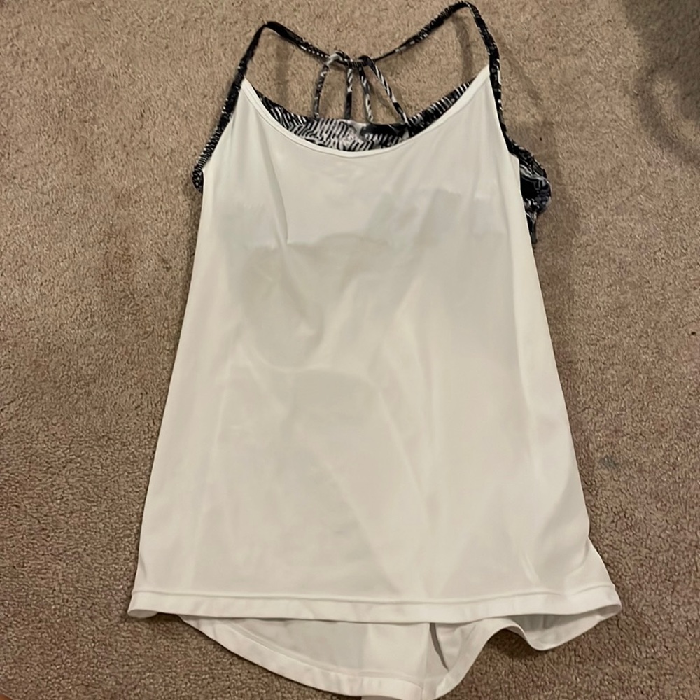 White Exercise Shirt with Built In Bra